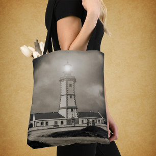 Bolsa Tote Antigo farol em uma noite de tempestade