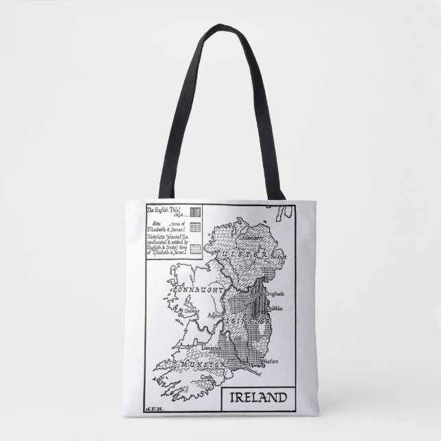 Bolsa Tote Antigo Mapa Mundial Da Ilustração Arte Da Irlanda (Frente)