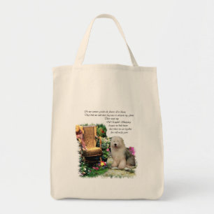 Bolsa Tote Antigos presentes de arte para Sheepdog em Inglês