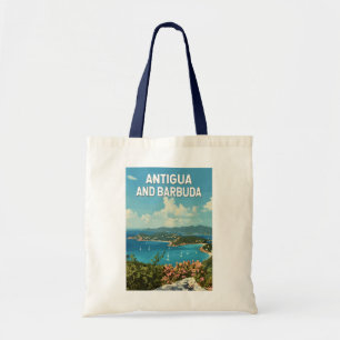 Bolsa Tote Antígua e Barbuda Ilustração Retro Viagem de Arte