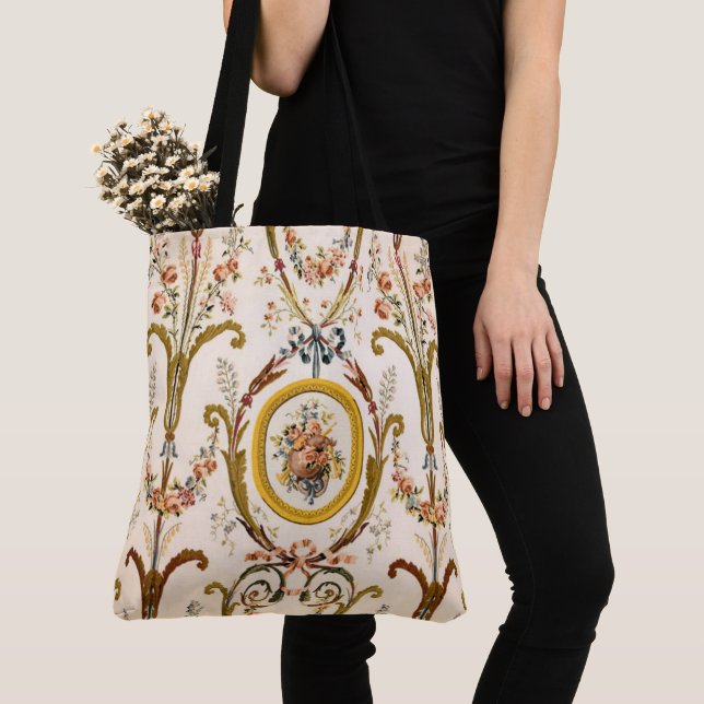 Bolsa Tote Antiguamente francês Rococo Floral Dourado Cream E (Close Up)