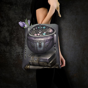 Bolsa Tote Antique Steampunk Cauldron Pilha de Livros Ortog