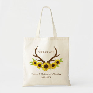 Bolsa Tote Antlers rústicos e girassóis que Wedding a sacol