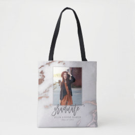 Bolsa Tote Anúncio de GRADUAÇÃO DOURADA MARBLE E ROSA