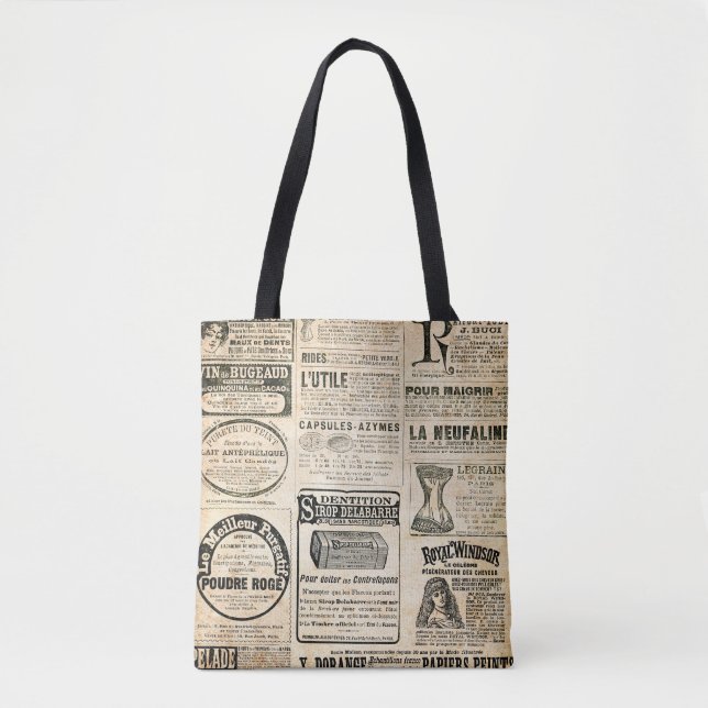 Bolsa Tote Anúncio de jornal francês em 1897 (Frente)