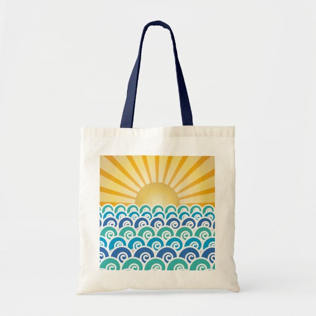 Bolsa Tote Ao longo do saco azul das ondas (Frente)