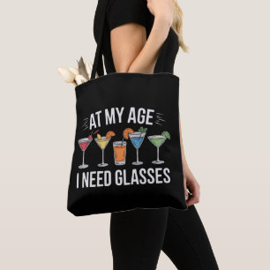 Bolsa Tote Aos Meus Anos Eu Preciso De Óculos Vinhos Engraçad