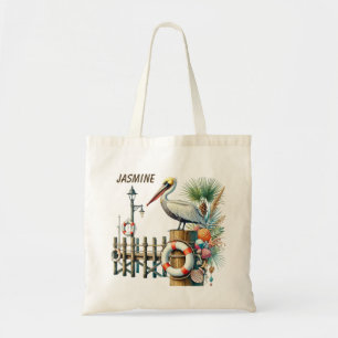 Bolsa Tote Apelido de amantes pelicanos de praia, bonito