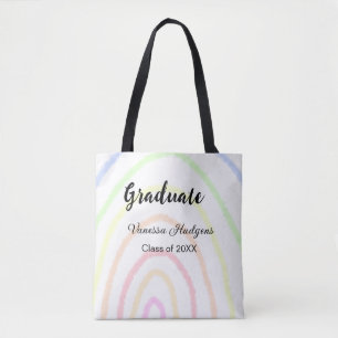 Bolsa Tote Apelido de graduação do arco-íris colorida, nome a
