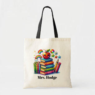 Bolsa Tote Apelido de maçã de livros de professores bonitos