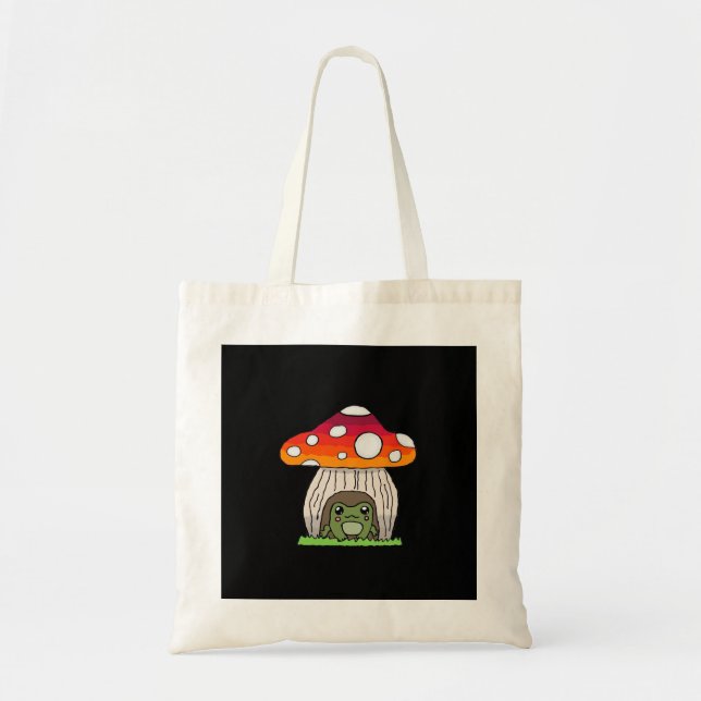 Bolsa Tote Apelo Clássico Retro de Sapo Goblincore (Frente)