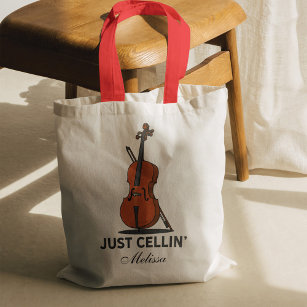 Bolsa Tote Apenas Cellin Cello Músico Personalizado Script