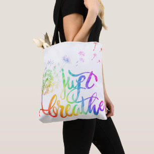 Bolsa Tote Apenas respire sopro de dandelion no vento