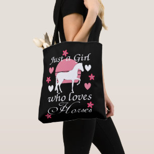 Bolsa Tote Apenas Uma Garota Que Ama Cavalos em Rosa 