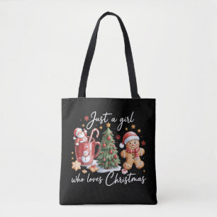 Bolsa Tote Apenas Uma Garota que Ama Laço Coquete de Natal 