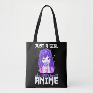 Bolsa Tote Apenas uma garota que realmente ama anime em roxo