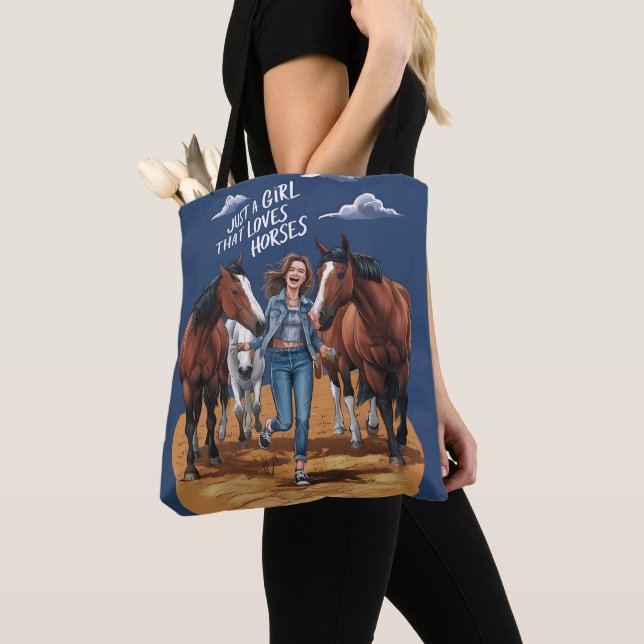 Bolsa Tote Apenas Uma Menina Que Ama Cavalos (Close Up)