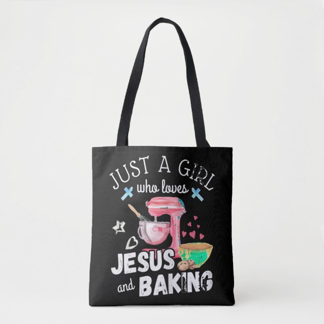 Bolsa Tote Apenas Uma Menina Que Ama Jesus E Baking - Chr Eng (Frente)