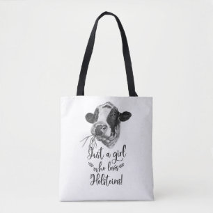 Bolsa Tote Apenas uma menina que ame vacas de Holstein