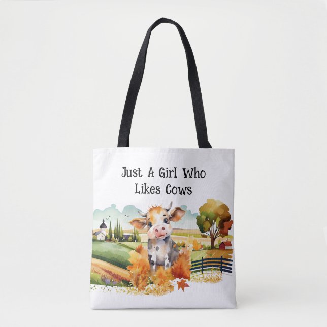 Bolsa Tote Apenas Uma Menina Que Gosta De Vacas (Frente)