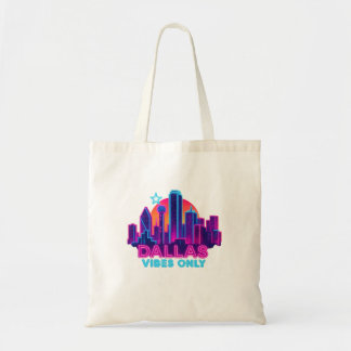 Bolsa Tote Apenas Vibrações de Dallas – Neon Skyline 1980s Sy
