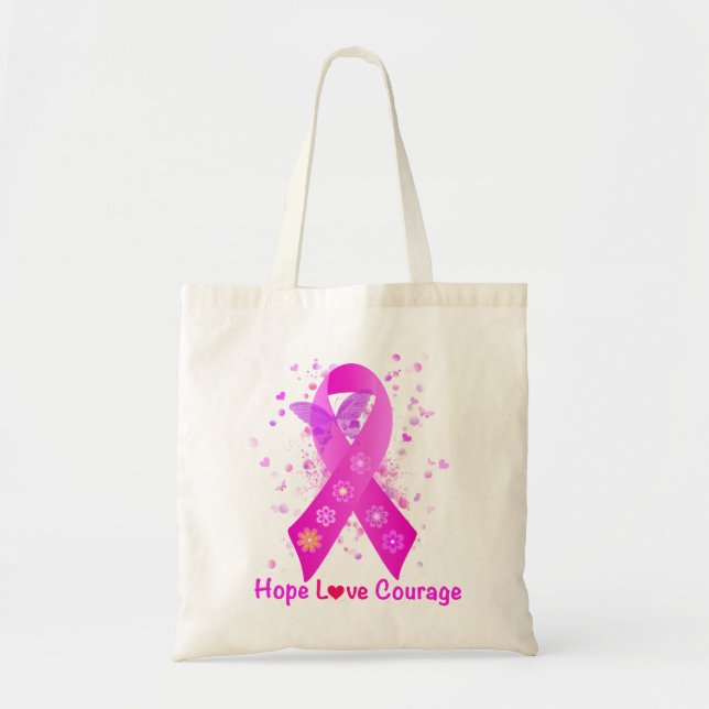 Bolsa Tote Apoio ao cancer de mama (Frente)