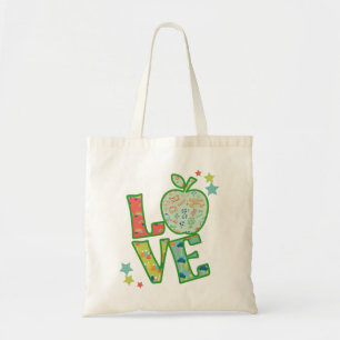 Bolsa Tote Apple da escola de amor, levada de volta à escola