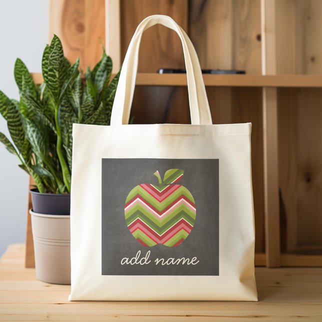 Bolsa Tote Apple de Professora Personalizada - Padrão de Chev (Custom Tote Bag)
