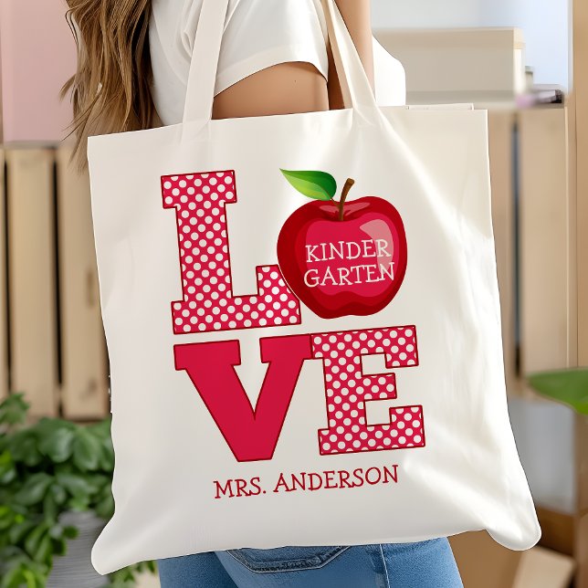 Bolsa Tote Apple Love Personated Name And Grade (Criador carregado)