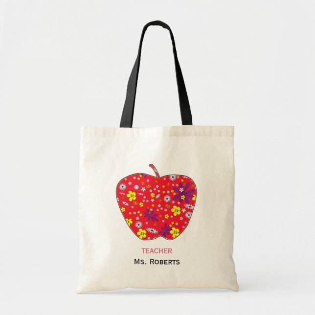 Bolsa Tote Apple para o professor move a sacola (Frente)