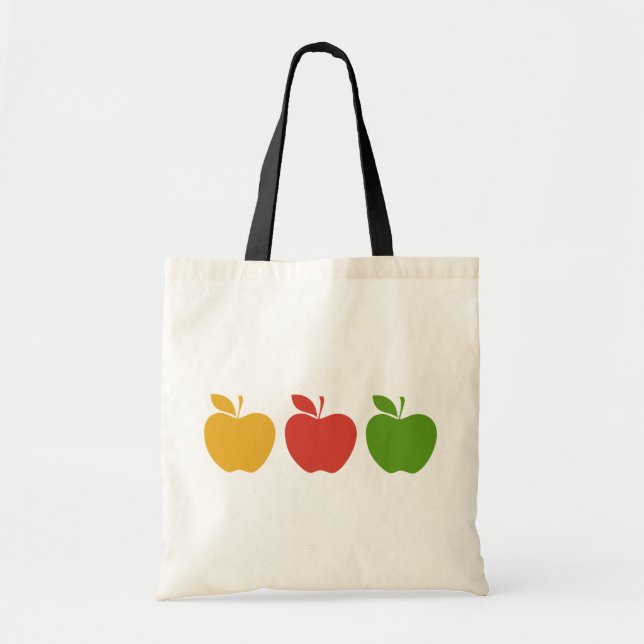 Bolsa Tote Apple verde vermelho amarelo (Frente)