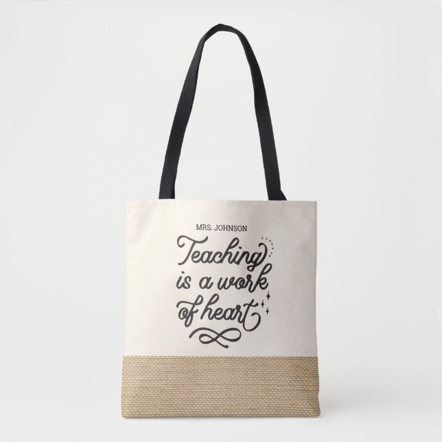 Bolsa Tote Apreciação de Professores Inspiracional Faux Burla (Frente)