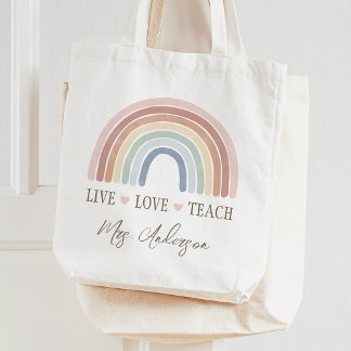 Bolsa Tote Apreciação do Professor Arco-Íris de Ensino ao Viv