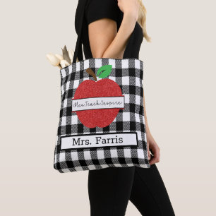 Bolsa Tote Apreciação do Professor da Apple Vermelha Xadrez