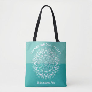 Bolsa Tote Apreciação do professor de Teal Aqua White Wendala