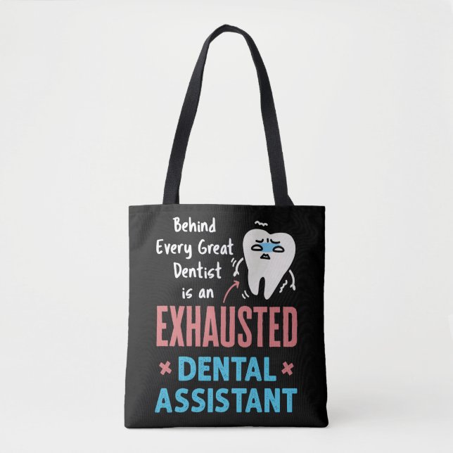 Bolsa Tote Apreciação Engraçada do Assistente Dental Esgotado (Frente)