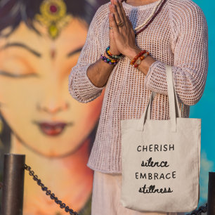 Bolsa Tote Aprecie o Silêncio Abrace a Quietude Yoga Meditaçã