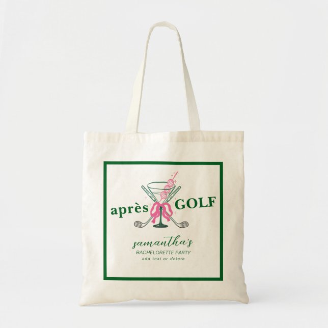Bolsa Tote Aprés Golf Martini Coquette Bow Bachelorette Party (Frente)