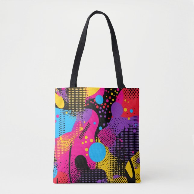 Bolsa Tote Apresentação de cor abstrato no estilo de quadrinh (Frente)