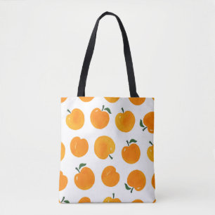 Bolsa Tote Apricots Watercolor White Background Vintage