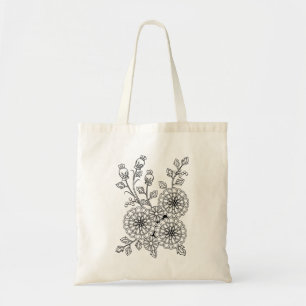 Bolsa Tote Apronte para colorir o design floral extravagante