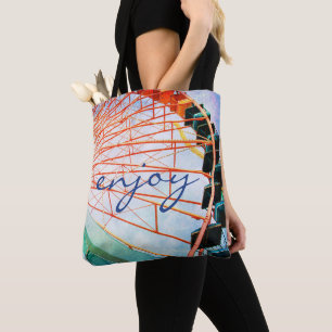 Bolsa Tote "Aproveite" citando a foto colorida da roda do car