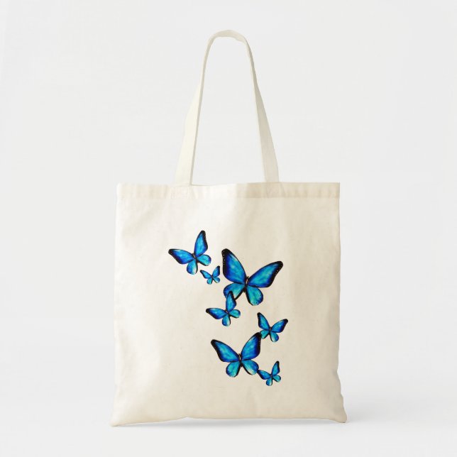 Bolsa Tote Aqua-borboleta azul (Frente)