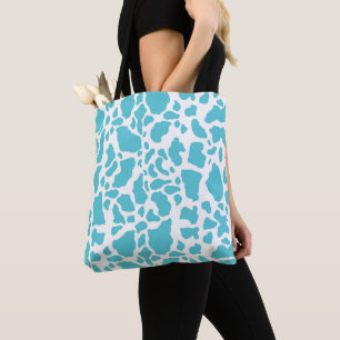 Bolsa Tote Aqua Cow Localiza Padrão de Impressão Animal