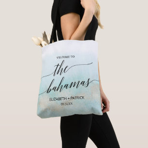 Bolsa Tote Aqua e Bahamas da praia Dourada Boas-vindas