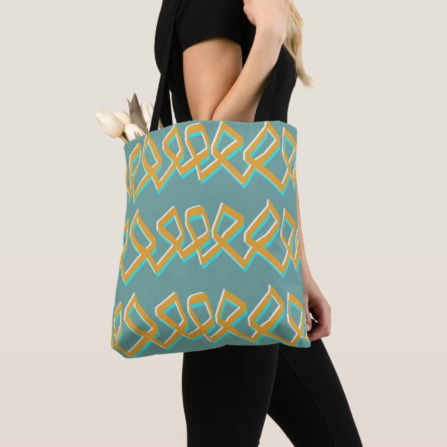 Bolsa Tote Aqua e Dourada (Close Up)