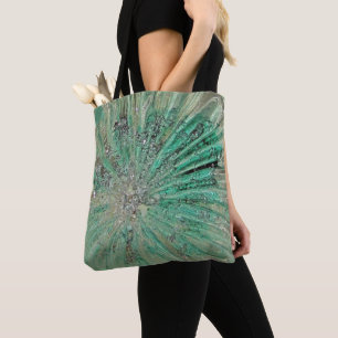 Bolsa Tote Aqua Green Ice Explosão Vintage Art Glass