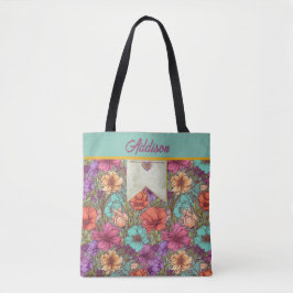 Bolsa Tote Aqua Rosa Botânica Aqua Cream Floral Laranja Aqua