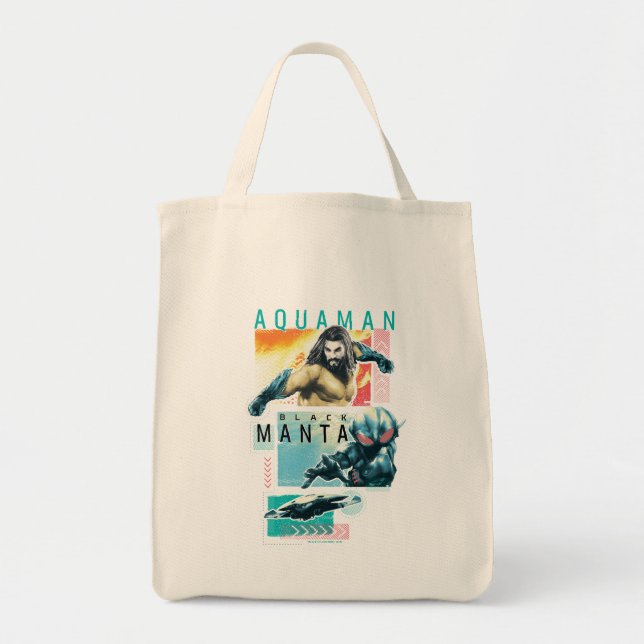 Bolsa Tote Aquaman | Gráfico Modernista Aquaman & Black Manta (Frente)