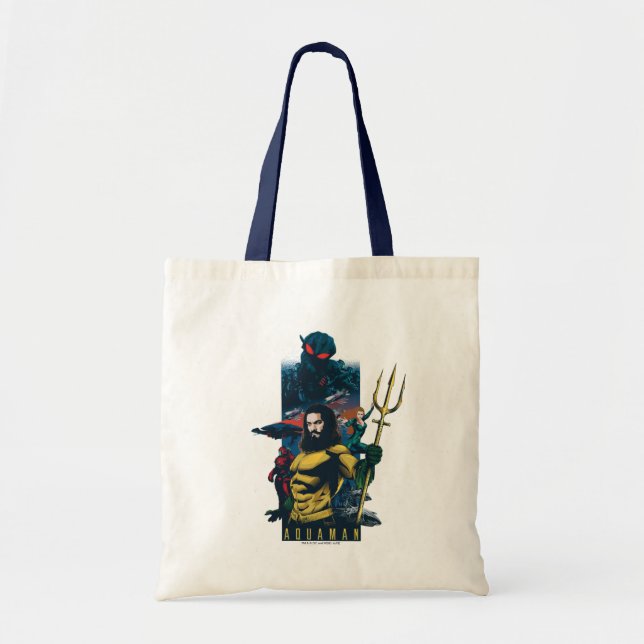 Bolsa Tote Aquaman | Orin, Mera e Black Manta Graphic (Frente)